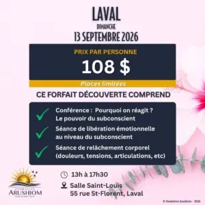 Atelier-conférence sur le bien-être physique et émotionnel avec Maître Richard - Laval, 13 septembre 2026
