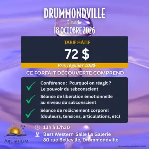 Atelier-conférence sur le bien-être physique et émotionnel avec Maître Richard - Drummondville, 18 octobre 2026