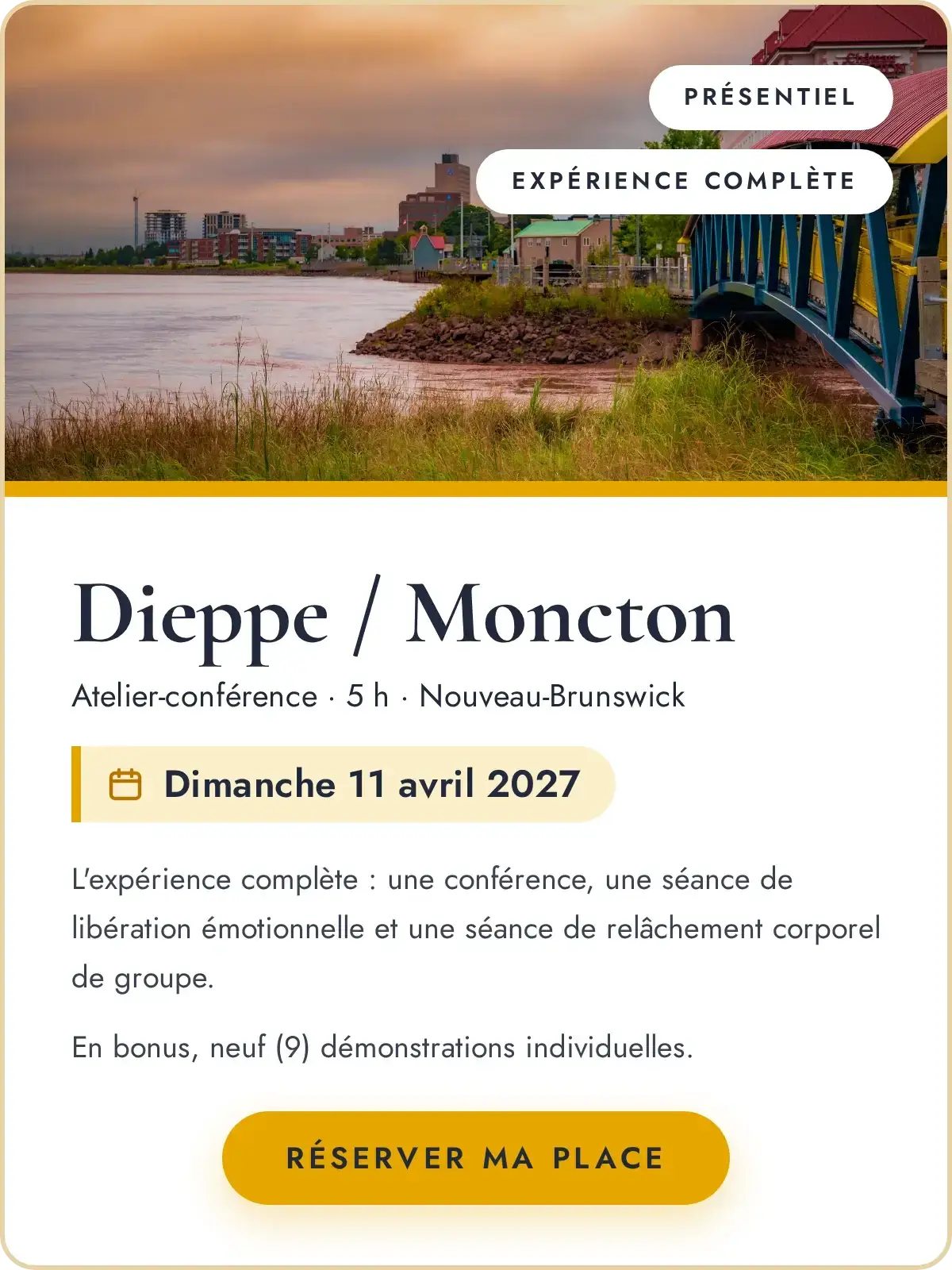 Atelier-Conférence sur le bien-être physique et émotionnel avec Maître Richard - Dieppe/Moncton - 11 avril 2027