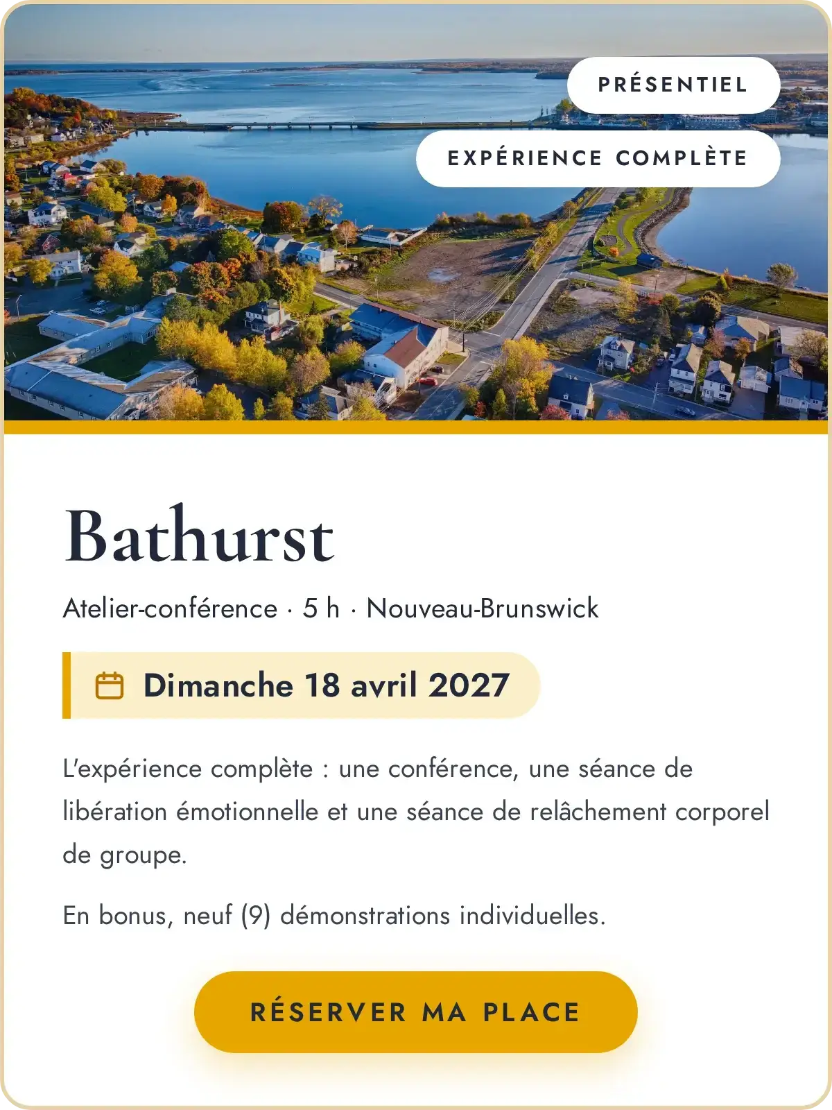 Atelier-Conférence sur le bien-être physique et émotionnel avec Maître Richard - Bathurst - 18 avril 2027