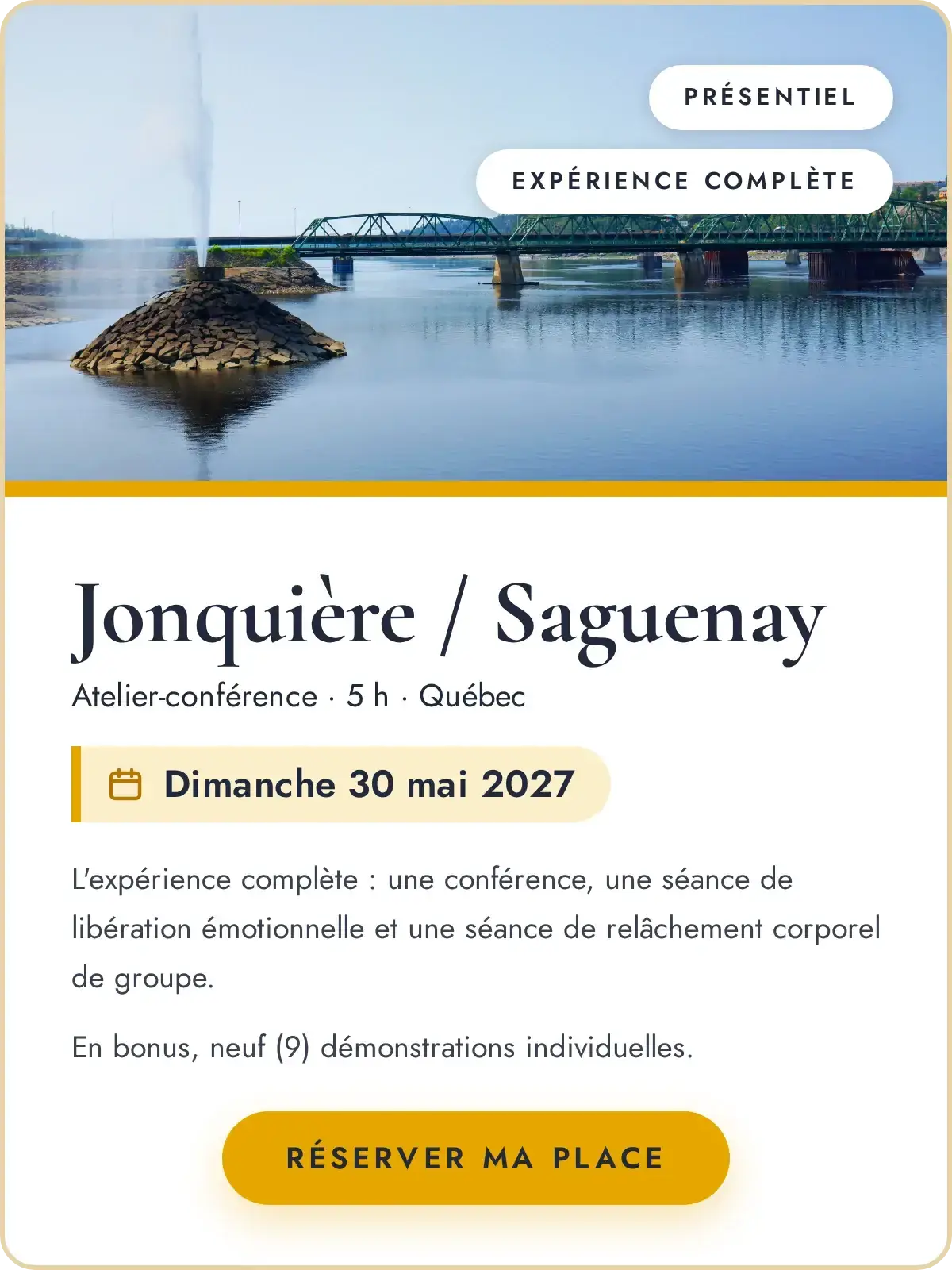 Atelier-Conférence sur le bien-être physique et émotionnel avec Maître Richard - Jonquière/Saguenay - 30 mai 2027