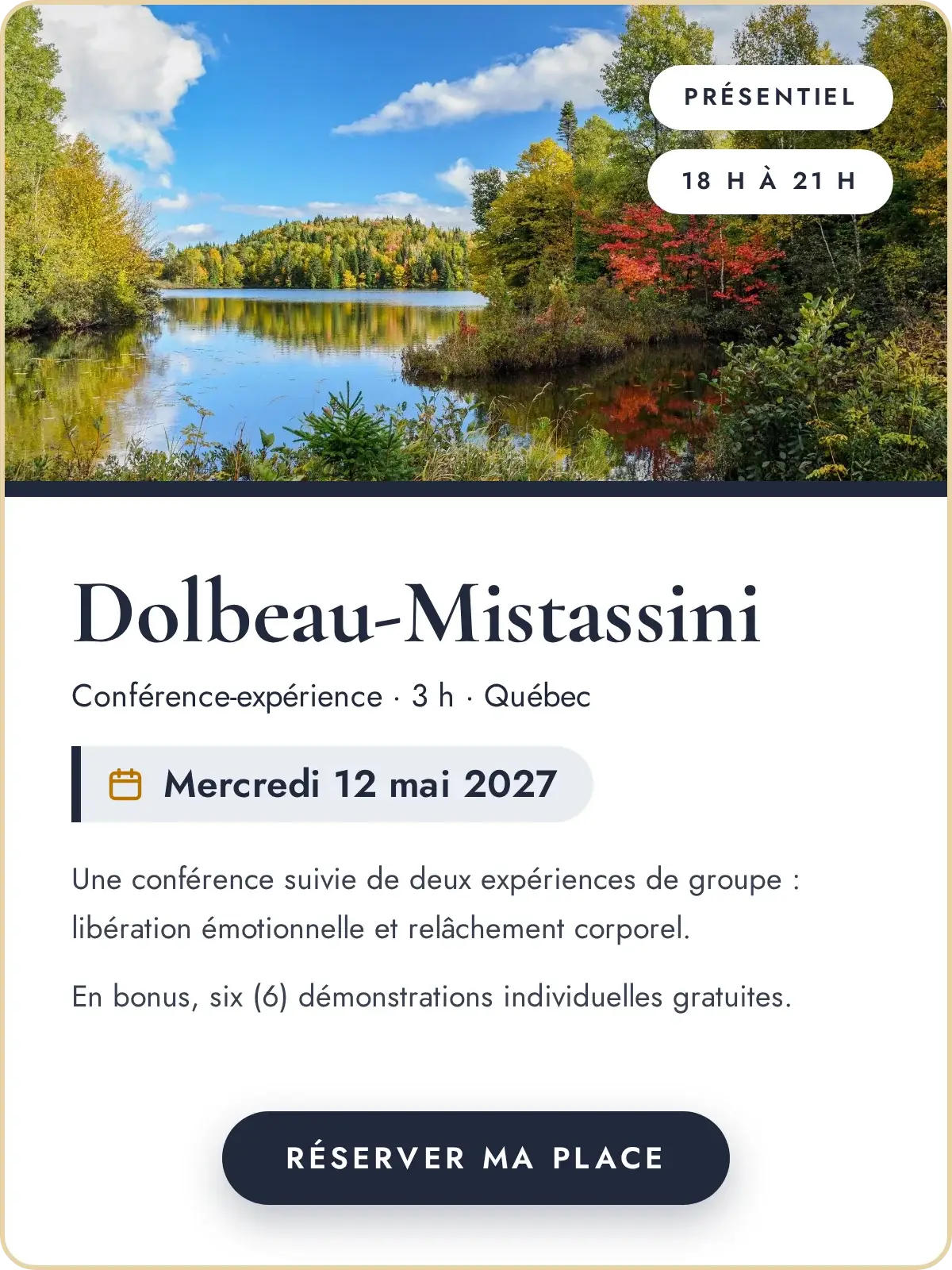 Conférence-expérience à Dolbeau-Mistassini, mercredi 12 mai 2027