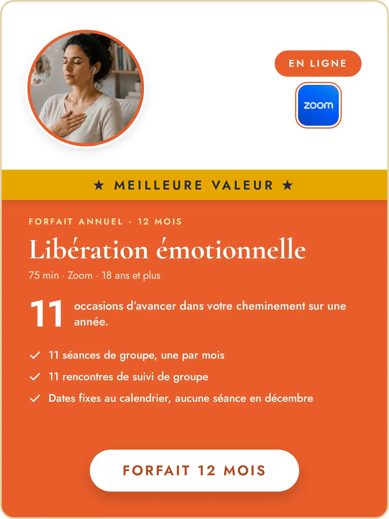 Forfait annuel – Libération émotionnelle – meilleure valeur